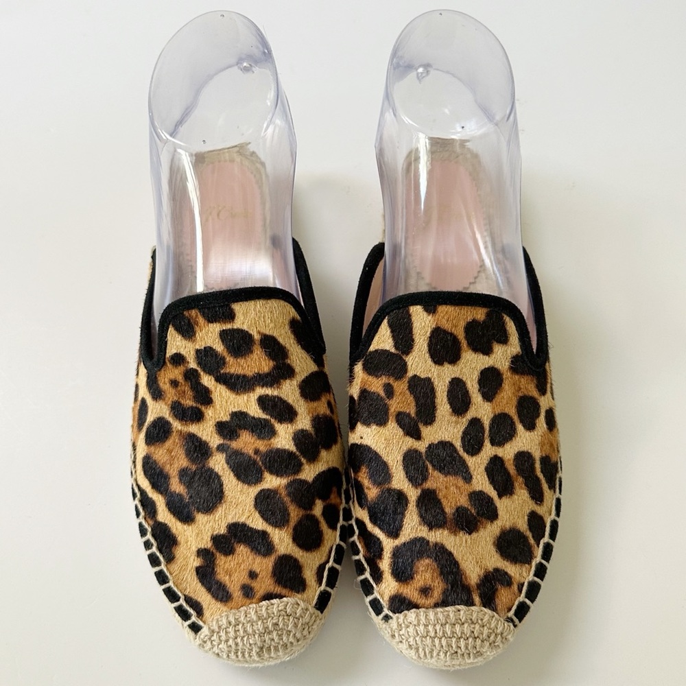 J. Crew Espadrille Mules Leopard Calf Hair Size 7 - Picture 5 of 10